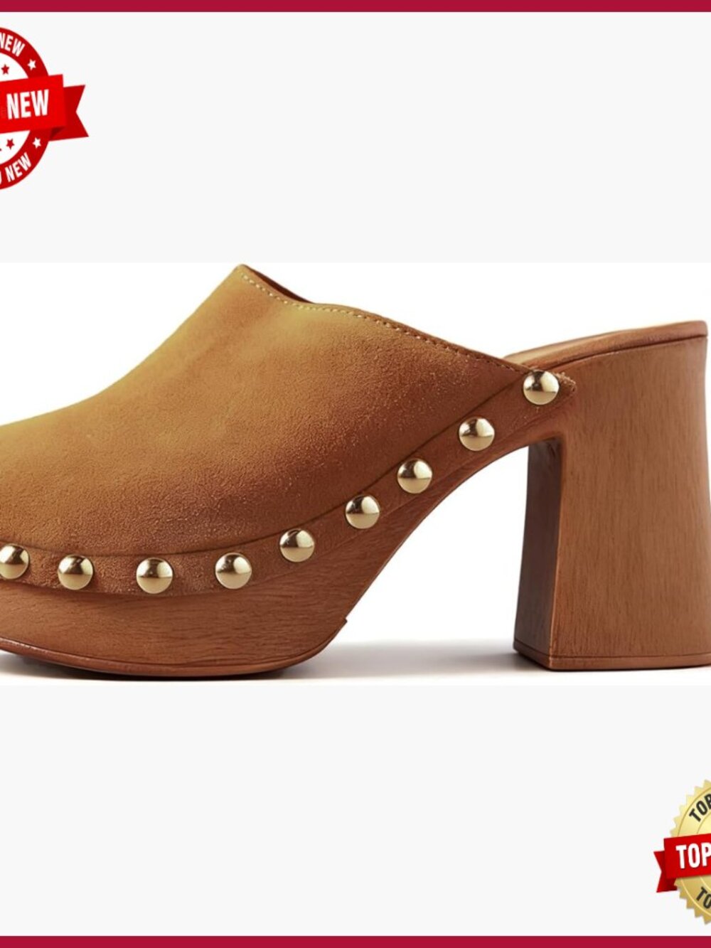 Platform Clogs Mules High Heel Cork Slip On Studded Round Toe Sandals - Picture 1 of 7